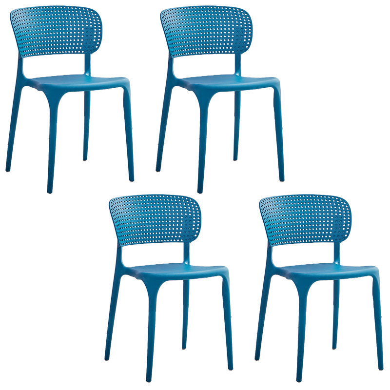 Contemporary Style Plastic Dining Armless Chair Open Back Dining Side Chairs Blue 4 Piece Set Clearhalo ' kitchen&dining_furn' 'Dining Chairs' 'Dining Tables & Seating' 'dining_chair' 'furn' 'furn_dining_chair' 'Furniture' 'furniture_dining_chair' 'Kitchen & Dining Furniture' 'kitchen' 4155122