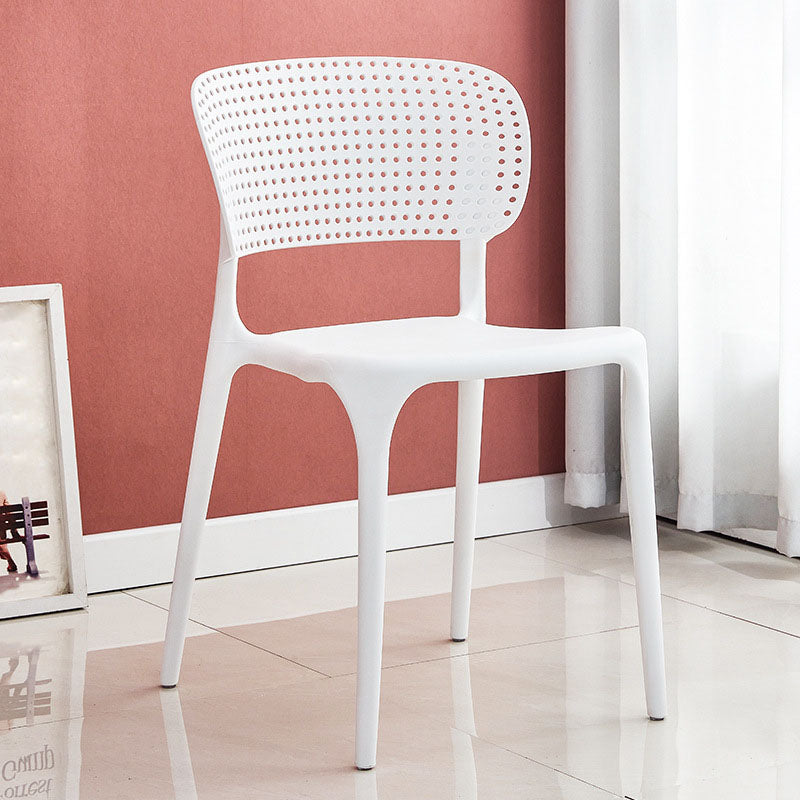 Contemporary Style Plastic Dining Armless Chair Open Back Dining Side Chairs White 1 Piece Clearhalo ' kitchen&dining_furn' 'Dining Chairs' 'Dining Tables & Seating' 'dining_chair' 'furn' 'furn_dining_chair' 'Furniture' 'furniture_dining_chair' 'Kitchen & Dining Furniture' 'kitchen' 4155125
