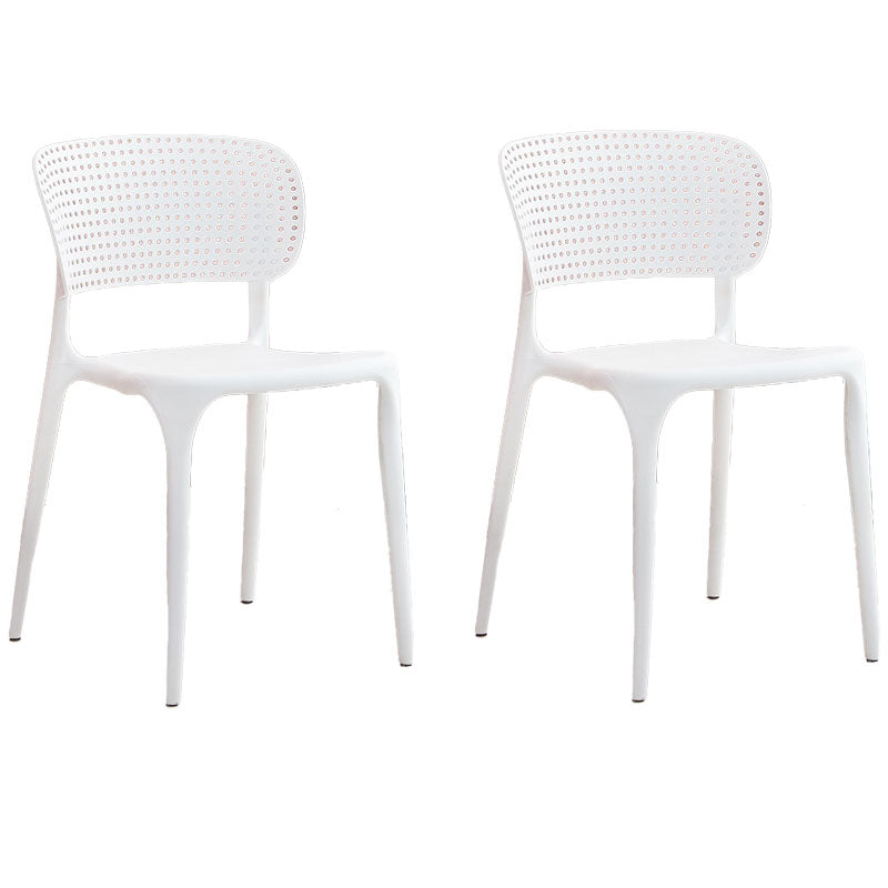 Contemporary Style Plastic Dining Armless Chair Open Back Dining Side Chairs White 2 Piece Set Clearhalo ' kitchen&dining_furn' 'Dining Chairs' 'Dining Tables & Seating' 'dining_chair' 'furn' 'furn_dining_chair' 'Furniture' 'furniture_dining_chair' 'Kitchen & Dining Furniture' 'kitchen' 4155127