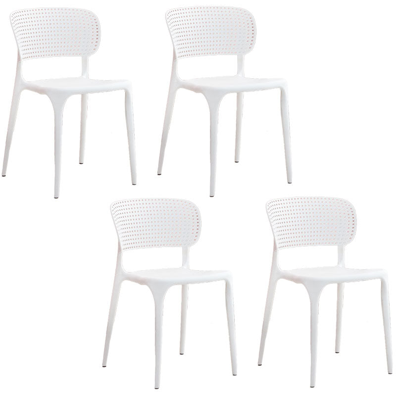 Contemporary Style Plastic Dining Armless Chair Open Back Dining Side Chairs White 4 Piece Set Clearhalo ' kitchen&dining_furn' 'Dining Chairs' 'Dining Tables & Seating' 'dining_chair' 'furn' 'furn_dining_chair' 'Furniture' 'furniture_dining_chair' 'Kitchen & Dining Furniture' 'kitchen' 4155129