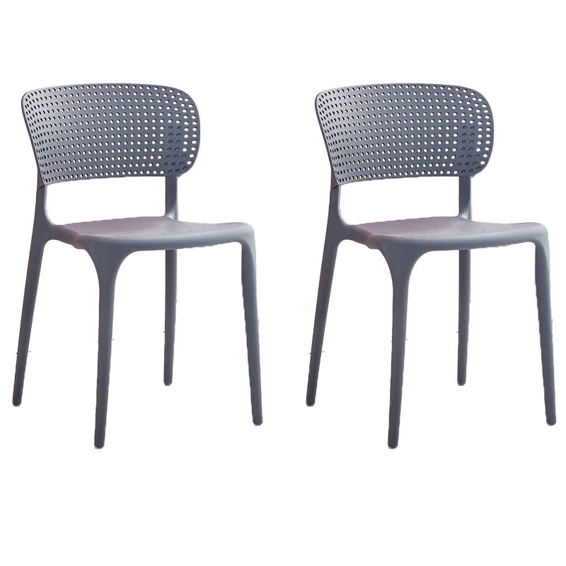 Contemporary Style Plastic Dining Armless Chair Open Back Dining Side Chairs Grey 2 Piece Set Clearhalo ' kitchen&dining_furn' 'Dining Chairs' 'Dining Tables & Seating' 'dining_chair' 'furn' 'furn_dining_chair' 'Furniture' 'furniture_dining_chair' 'Kitchen & Dining Furniture' 'kitchen' 4155133