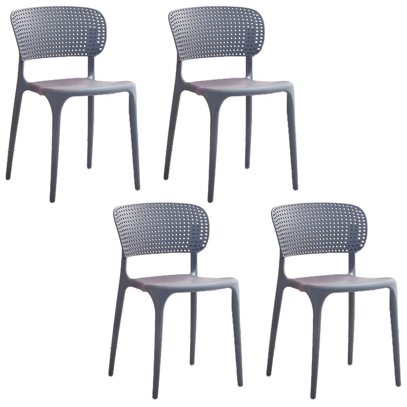 Contemporary Style Plastic Dining Armless Chair Open Back Dining Side Chairs Grey 4 Piece Set Clearhalo ' kitchen&dining_furn' 'Dining Chairs' 'Dining Tables & Seating' 'dining_chair' 'furn' 'furn_dining_chair' 'Furniture' 'furniture_dining_chair' 'Kitchen & Dining Furniture' 'kitchen' 4155134