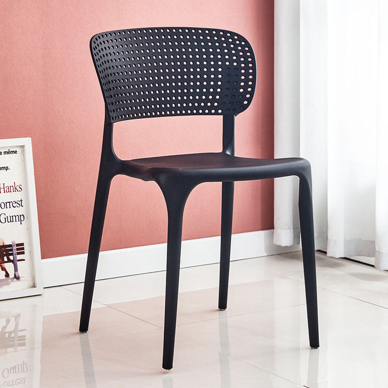 Contemporary Style Plastic Dining Armless Chair Open Back Dining Side Chairs Black 1 Piece Clearhalo ' kitchen&dining_furn' 'Dining Chairs' 'Dining Tables & Seating' 'dining_chair' 'furn' 'furn_dining_chair' 'Furniture' 'furniture_dining_chair' 'Kitchen & Dining Furniture' 'kitchen' 4155136