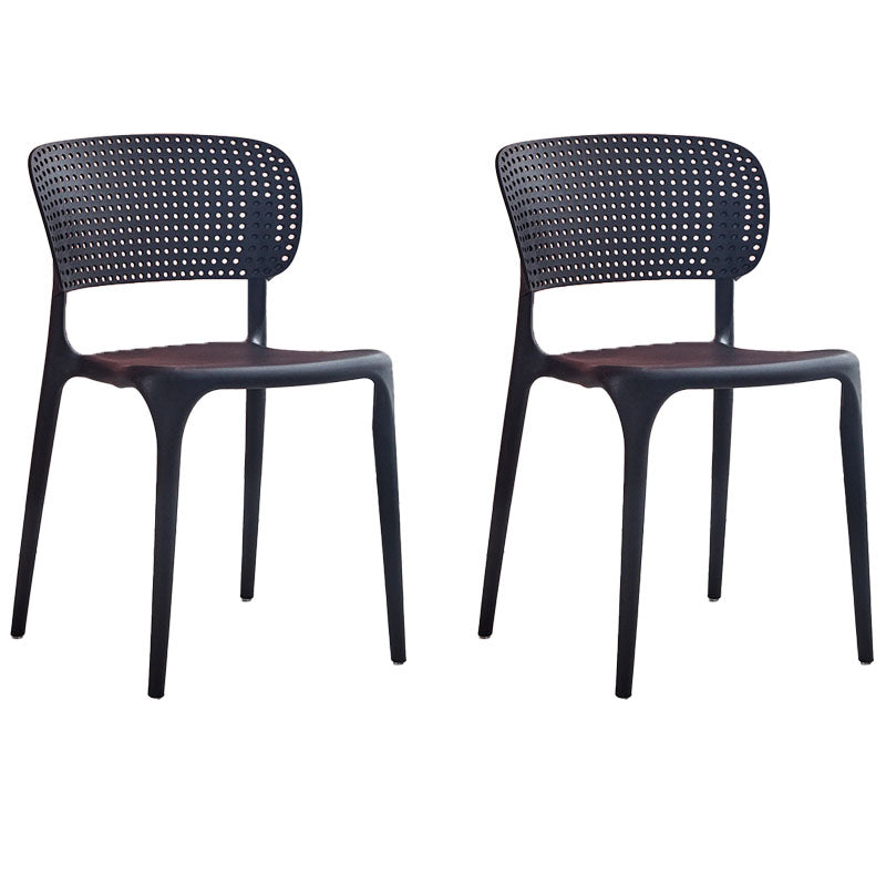 Contemporary Style Plastic Dining Armless Chair Open Back Dining Side Chairs Black 2 Piece Set Clearhalo ' kitchen&dining_furn' 'Dining Chairs' 'Dining Tables & Seating' 'dining_chair' 'furn' 'furn_dining_chair' 'Furniture' 'furniture_dining_chair' 'Kitchen & Dining Furniture' 'kitchen' 4155139