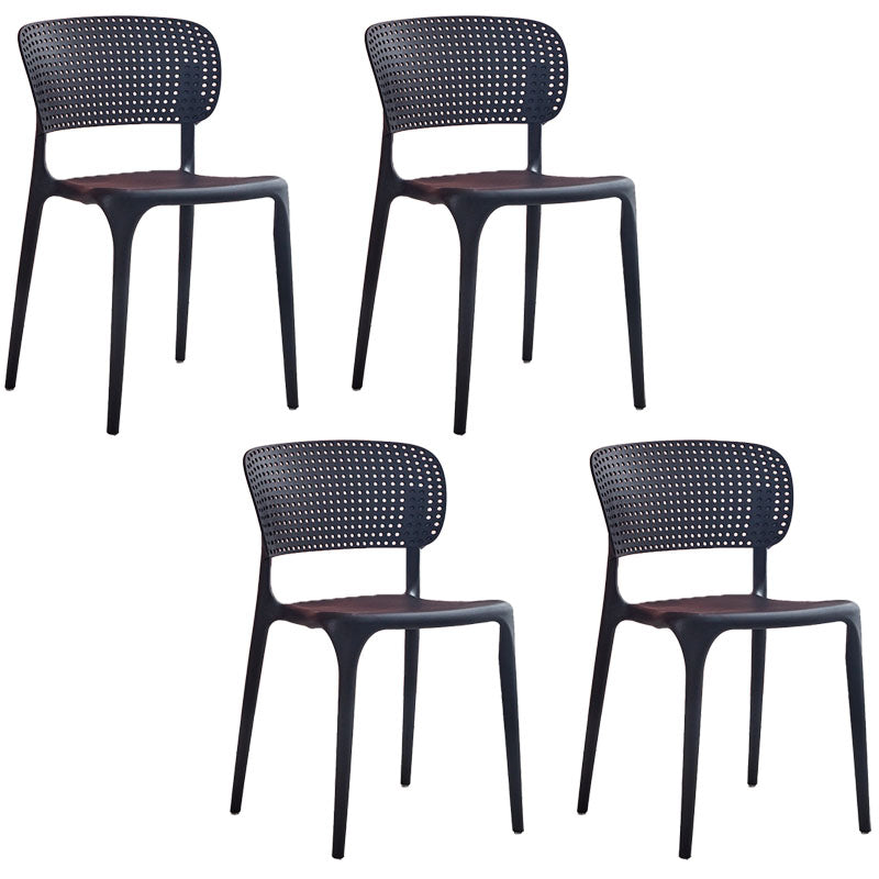 Contemporary Style Plastic Dining Armless Chair Open Back Dining Side Chairs Black 4 Piece Set Clearhalo ' kitchen&dining_furn' 'Dining Chairs' 'Dining Tables & Seating' 'dining_chair' 'furn' 'furn_dining_chair' 'Furniture' 'furniture_dining_chair' 'Kitchen & Dining Furniture' 'kitchen' 4155140