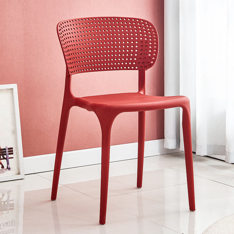 Contemporary Style Plastic Dining Armless Chair Open Back Dining Side Chairs Red 1 Piece Clearhalo ' kitchen&dining_furn' 'Dining Chairs' 'Dining Tables & Seating' 'dining_chair' 'furn' 'furn_dining_chair' 'Furniture' 'furniture_dining_chair' 'Kitchen & Dining Furniture' 'kitchen' 4155141