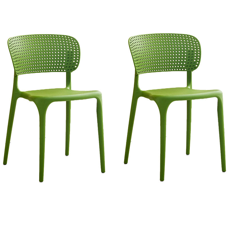 Contemporary Style Plastic Dining Armless Chair Open Back Dining Side Chairs Green 2 Piece Set Clearhalo ' kitchen&dining_furn' 'Dining Chairs' 'Dining Tables & Seating' 'dining_chair' 'furn' 'furn_dining_chair' 'Furniture' 'furniture_dining_chair' 'Kitchen & Dining Furniture' 'kitchen' 4155145