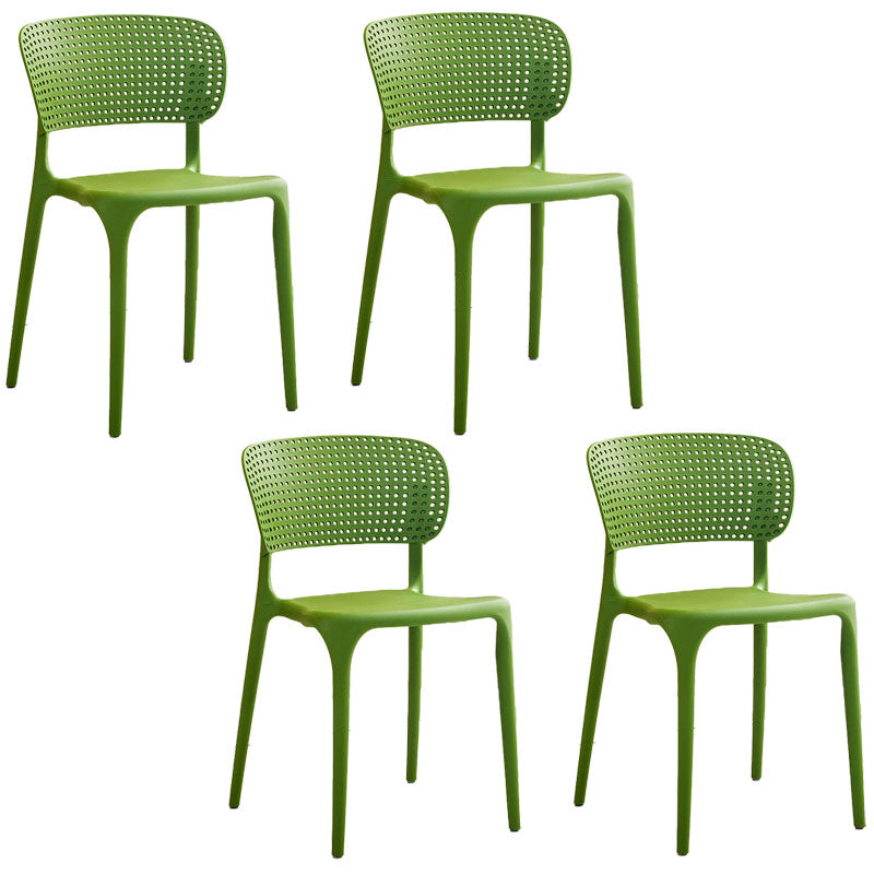 Contemporary Style Plastic Dining Armless Chair Open Back Dining Side Chairs Green 4 Piece Set Clearhalo ' kitchen&dining_furn' 'Dining Chairs' 'Dining Tables & Seating' 'dining_chair' 'furn' 'furn_dining_chair' 'Furniture' 'furniture_dining_chair' 'Kitchen & Dining Furniture' 'kitchen' 4155146
