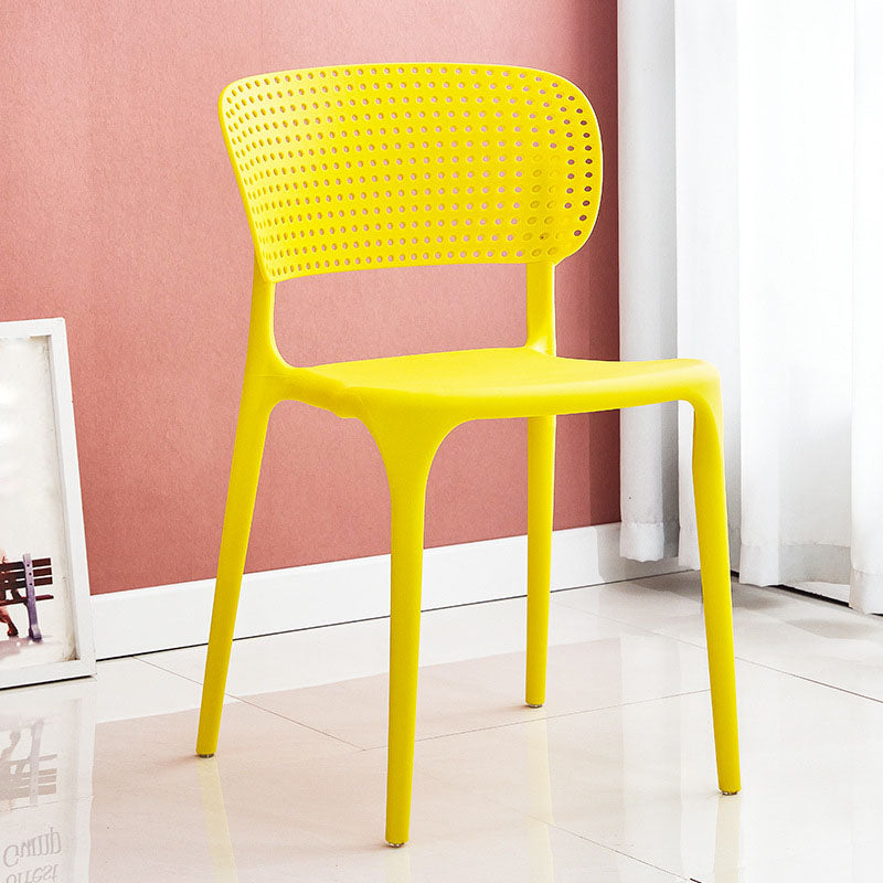 Contemporary Style Plastic Dining Armless Chair Open Back Dining Side Chairs Yellow 1 Piece Clearhalo ' kitchen&dining_furn' 'Dining Chairs' 'Dining Tables & Seating' 'dining_chair' 'furn' 'furn_dining_chair' 'Furniture' 'furniture_dining_chair' 'Kitchen & Dining Furniture' 'kitchen' 4155147