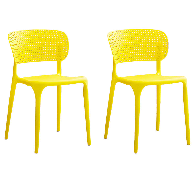Contemporary Style Plastic Dining Armless Chair Open Back Dining Side Chairs Yellow 2 Piece Set Clearhalo ' kitchen&dining_furn' 'Dining Chairs' 'Dining Tables & Seating' 'dining_chair' 'furn' 'furn_dining_chair' 'Furniture' 'furniture_dining_chair' 'Kitchen & Dining Furniture' 'kitchen' 4155148