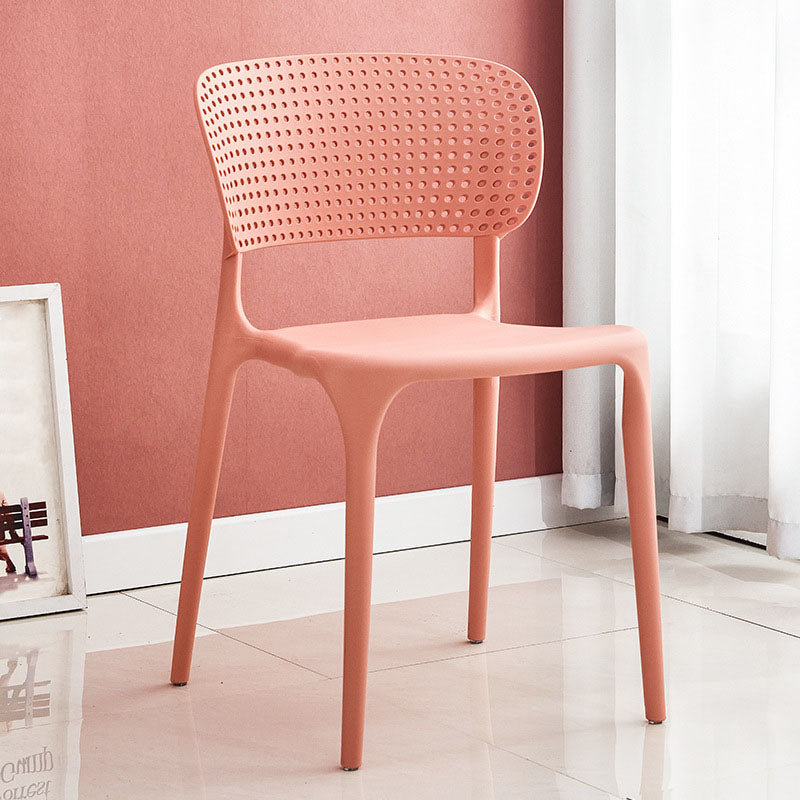 Contemporary Style Plastic Dining Armless Chair Open Back Dining Side Chairs Pink 1 Piece Clearhalo ' kitchen&dining_furn' 'Dining Chairs' 'Dining Tables & Seating' 'dining_chair' 'furn' 'furn_dining_chair' 'Furniture' 'furniture_dining_chair' 'Kitchen & Dining Furniture' 'kitchen' 4155150