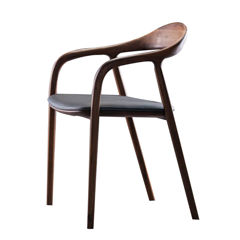 Contemporary Solid Wood Dining Arm Chair Open Back Single Dining Side Chair Black-Brown Clearhalo ' kitchen&dining_furn' 'Dining Chairs' 'Dining Tables & Seating' 'dining_chair' 'furn' 'furn_dining_chair' 'Furniture' 'furniture_dining_chair' 'Kitchen & Dining Furniture' 'kitchen' 4155186