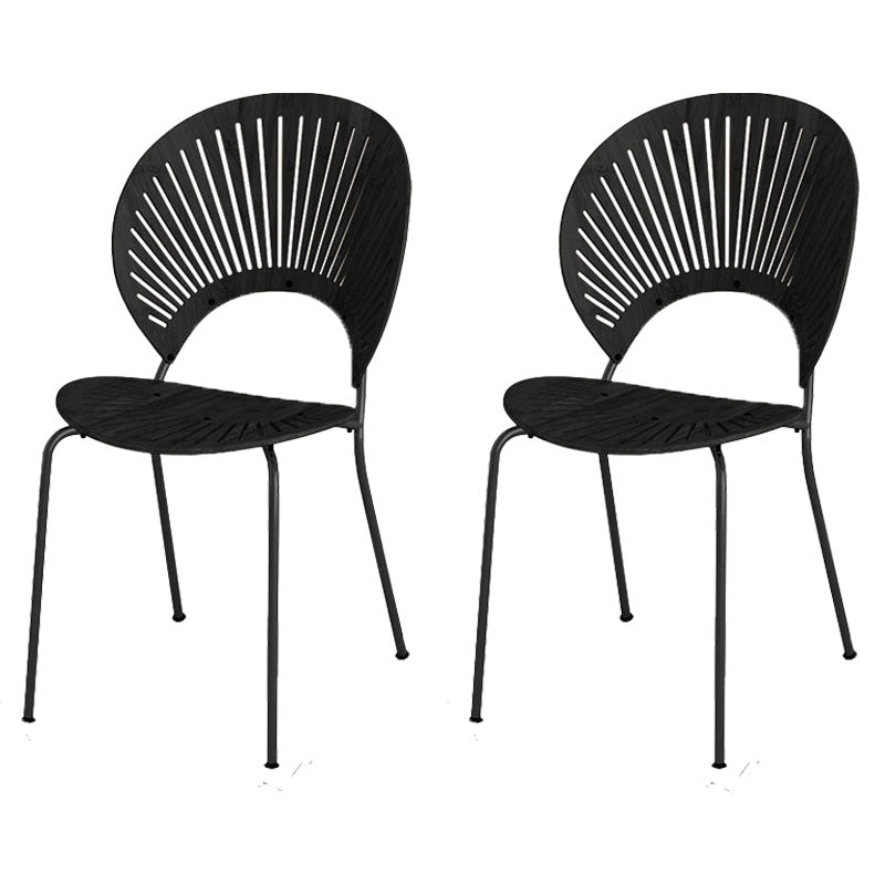 Industrial Home Wood Side Chair Matte Finish Open Back Dining Chair (Set of 2) Matte Black Black Clearhalo ' kitchen&dining_furn' 'Dining Chairs' 'Dining Tables & Seating' 'dining_chair' 'Furniture' 'furniture_dining_chair' 'Kitchen & Dining Furniture' 'kitchen' 4155217