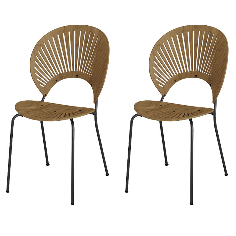 Industrial Home Wood Side Chair Matte Finish Open Back Dining Chair (Set of 2) Walnut Black Clearhalo ' kitchen&dining_furn' 'Dining Chairs' 'Dining Tables & Seating' 'dining_chair' 'Furniture' 'furniture_dining_chair' 'Kitchen & Dining Furniture' 'kitchen' 4155218