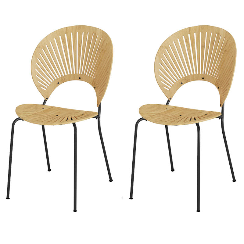 Industrial Home Wood Side Chair Matte Finish Open Back Dining Chair (Set of 2) Wood Black Clearhalo ' kitchen&dining_furn' 'Dining Chairs' 'Dining Tables & Seating' 'dining_chair' 'Furniture' 'furniture_dining_chair' 'Kitchen & Dining Furniture' 'kitchen' 4155220