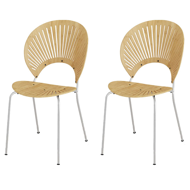 Industrial Home Wood Side Chair Matte Finish Open Back Dining Chair (Set of 2) Wood Silver Clearhalo ' kitchen&dining_furn' 'Dining Chairs' 'Dining Tables & Seating' 'dining_chair' 'Furniture' 'furniture_dining_chair' 'Kitchen & Dining Furniture' 'kitchen' 4155222