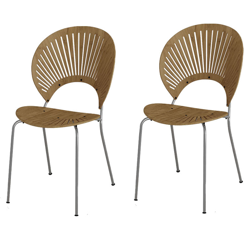 Industrial Home Wood Side Chair Matte Finish Open Back Dining Chair (Set of 2) Walnut Silver Clearhalo ' kitchen&dining_furn' 'Dining Chairs' 'Dining Tables & Seating' 'dining_chair' 'Furniture' 'furniture_dining_chair' 'Kitchen & Dining Furniture' 'kitchen' 4155224