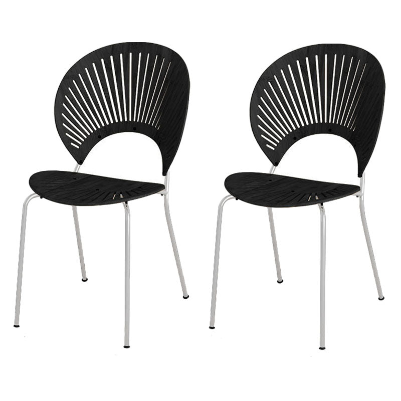 Industrial Home Wood Side Chair Matte Finish Open Back Dining Chair (Set of 2) Matte Black Silver Clearhalo ' kitchen&dining_furn' 'Dining Chairs' 'Dining Tables & Seating' 'dining_chair' 'Furniture' 'furniture_dining_chair' 'Kitchen & Dining Furniture' 'kitchen' 4155226