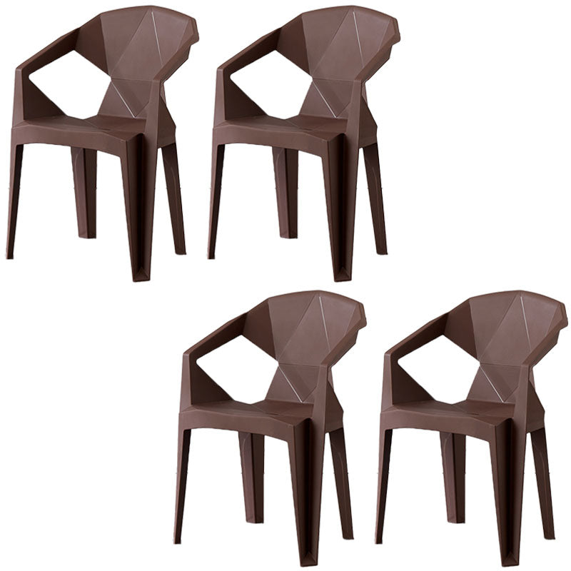Contemporary Style Dining Chairs Plastic Dining Arm Side Chairs for Kitchen (Set of 4) Coffee Clearhalo ' kitchen&dining_furn' 'Dining Chairs' 'Dining Tables & Seating' 'dining_chair' 'furn' 'furn_dining_chair' 'Furniture' 'furniture_dining_chair' 'Kitchen & Dining Furniture' 'kitchen' 4155233