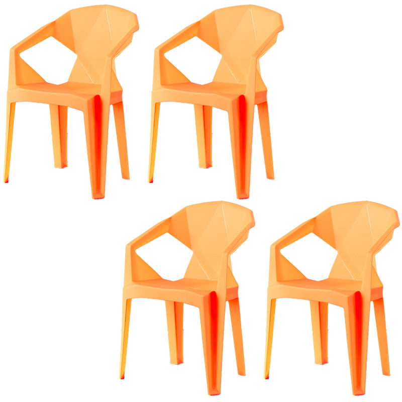 Contemporary Style Dining Chairs Plastic Dining Arm Side Chairs for Kitchen (Set of 4) Yellow Clearhalo ' kitchen&dining_furn' 'Dining Chairs' 'Dining Tables & Seating' 'dining_chair' 'furn' 'furn_dining_chair' 'Furniture' 'furniture_dining_chair' 'Kitchen & Dining Furniture' 'kitchen' 4155239