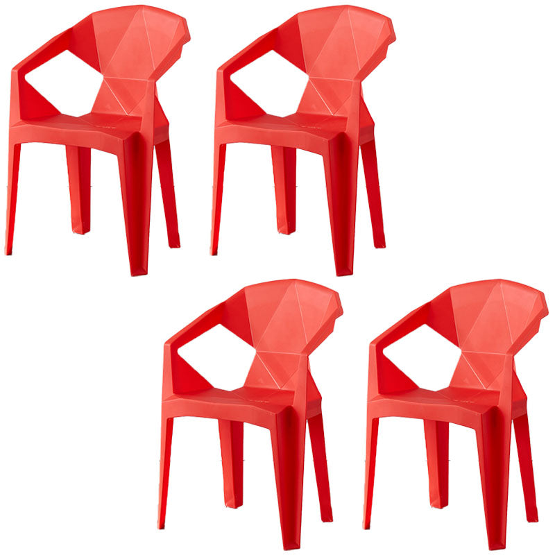 Contemporary Style Dining Chairs Plastic Dining Arm Side Chairs for Kitchen (Set of 4) Red Clearhalo ' kitchen&dining_furn' 'Dining Chairs' 'Dining Tables & Seating' 'dining_chair' 'furn' 'furn_dining_chair' 'Furniture' 'furniture_dining_chair' 'Kitchen & Dining Furniture' 'kitchen' 4155241