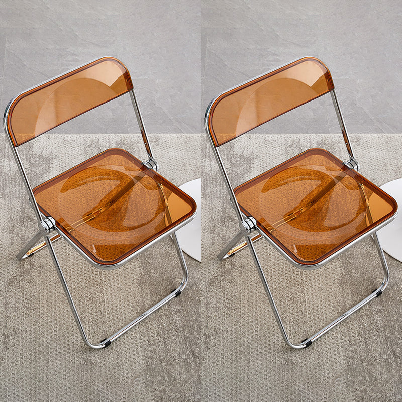 Industrial Style Side Armless Chairs Folding Plastic Open Back Dining Side Chair Brown 2 Piece Set Clearhalo ' kitchen&dining_furn' 'Dining Chairs' 'Dining Tables & Seating' 'dining_chair' 'furn' 'furn_dining_chair' 'Furniture' 'furniture_dining_chair' 'Kitchen & Dining Furniture' 'kitchen' 4155257