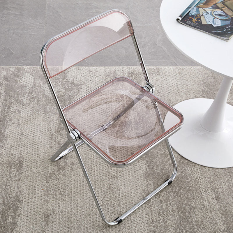 Industrial Style Side Armless Chairs Folding Plastic Open Back Dining Side Chair Pink 1 Piece Clearhalo ' kitchen&dining_furn' 'Dining Chairs' 'Dining Tables & Seating' 'dining_chair' 'furn' 'furn_dining_chair' 'Furniture' 'furniture_dining_chair' 'Kitchen & Dining Furniture' 'kitchen' 4155262