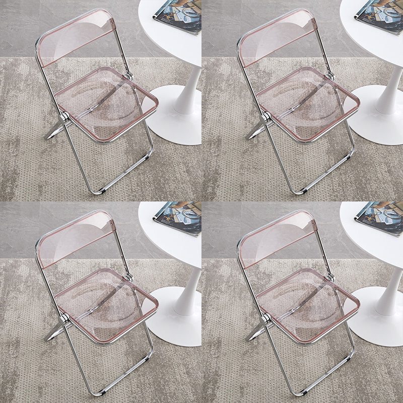 Industrial Style Side Armless Chairs Folding Plastic Open Back Dining Side Chair Pink 4 Piece Set Clearhalo ' kitchen&dining_furn' 'Dining Chairs' 'Dining Tables & Seating' 'dining_chair' 'furn' 'furn_dining_chair' 'Furniture' 'furniture_dining_chair' 'Kitchen & Dining Furniture' 'kitchen' 4155266