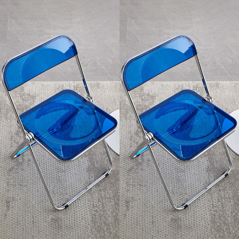 Industrial Style Side Armless Chairs Folding Plastic Open Back Dining Side Chair Blue 2 Piece Set Clearhalo ' kitchen&dining_furn' 'Dining Chairs' 'Dining Tables & Seating' 'dining_chair' 'furn' 'furn_dining_chair' 'Furniture' 'furniture_dining_chair' 'Kitchen & Dining Furniture' 'kitchen' 4155270