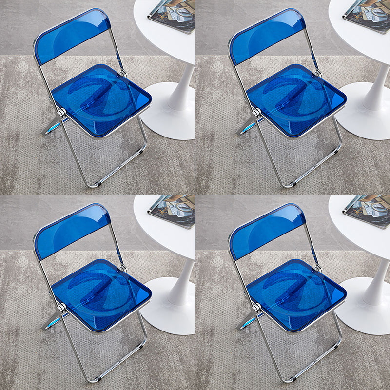 Industrial Style Side Armless Chairs Folding Plastic Open Back Dining Side Chair Blue 4 Piece Set Clearhalo ' kitchen&dining_furn' 'Dining Chairs' 'Dining Tables & Seating' 'dining_chair' 'furn' 'furn_dining_chair' 'Furniture' 'furniture_dining_chair' 'Kitchen & Dining Furniture' 'kitchen' 4155272