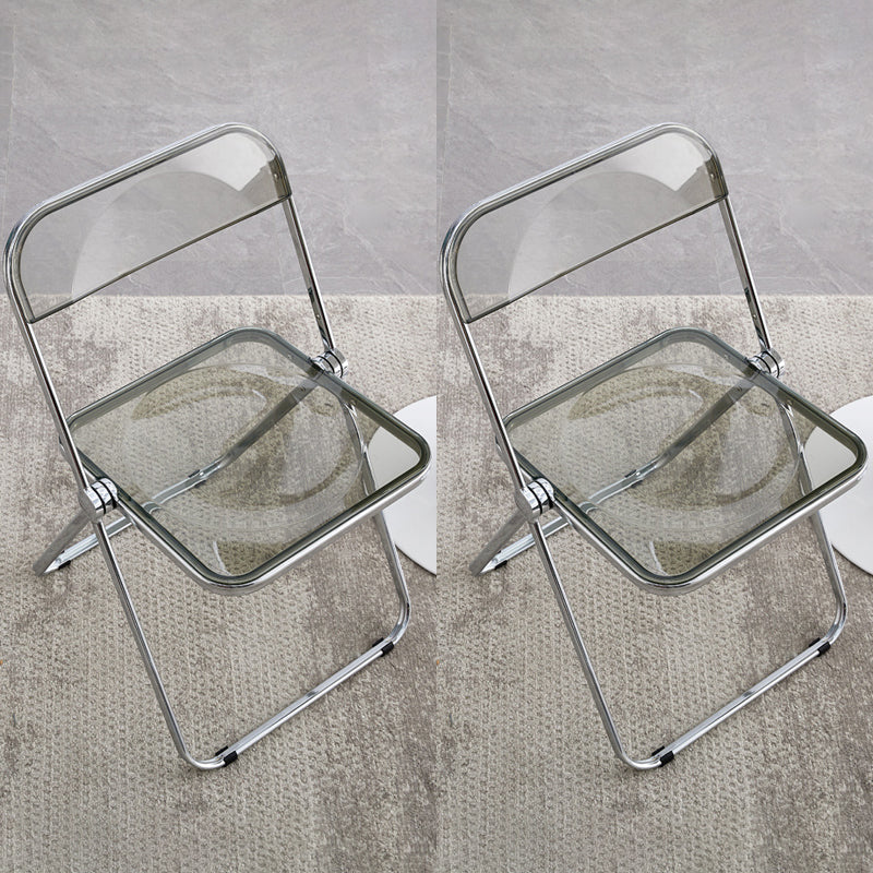 Industrial Style Side Armless Chairs Folding Plastic Open Back Dining Side Chair Smoke Gray 2 Piece Set Clearhalo ' kitchen&dining_furn' 'Dining Chairs' 'Dining Tables & Seating' 'dining_chair' 'furn' 'furn_dining_chair' 'Furniture' 'furniture_dining_chair' 'Kitchen & Dining Furniture' 'kitchen' 4155276