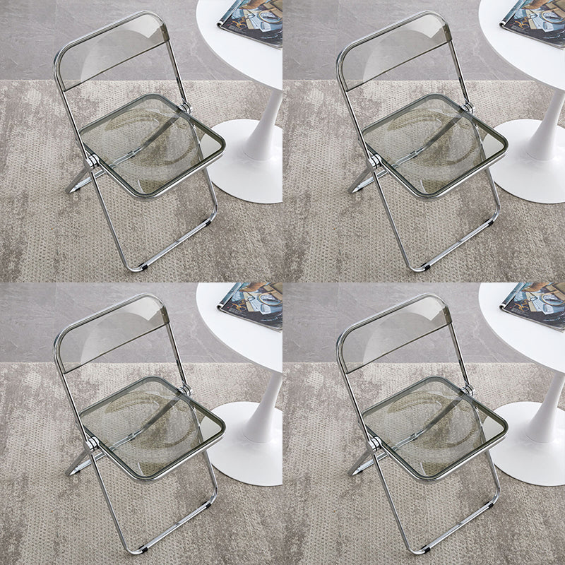 Industrial Style Side Armless Chairs Folding Plastic Open Back Dining Side Chair Smoke Gray 4 Piece Set Clearhalo ' kitchen&dining_furn' 'Dining Chairs' 'Dining Tables & Seating' 'dining_chair' 'furn' 'furn_dining_chair' 'Furniture' 'furniture_dining_chair' 'Kitchen & Dining Furniture' 'kitchen' 4155277