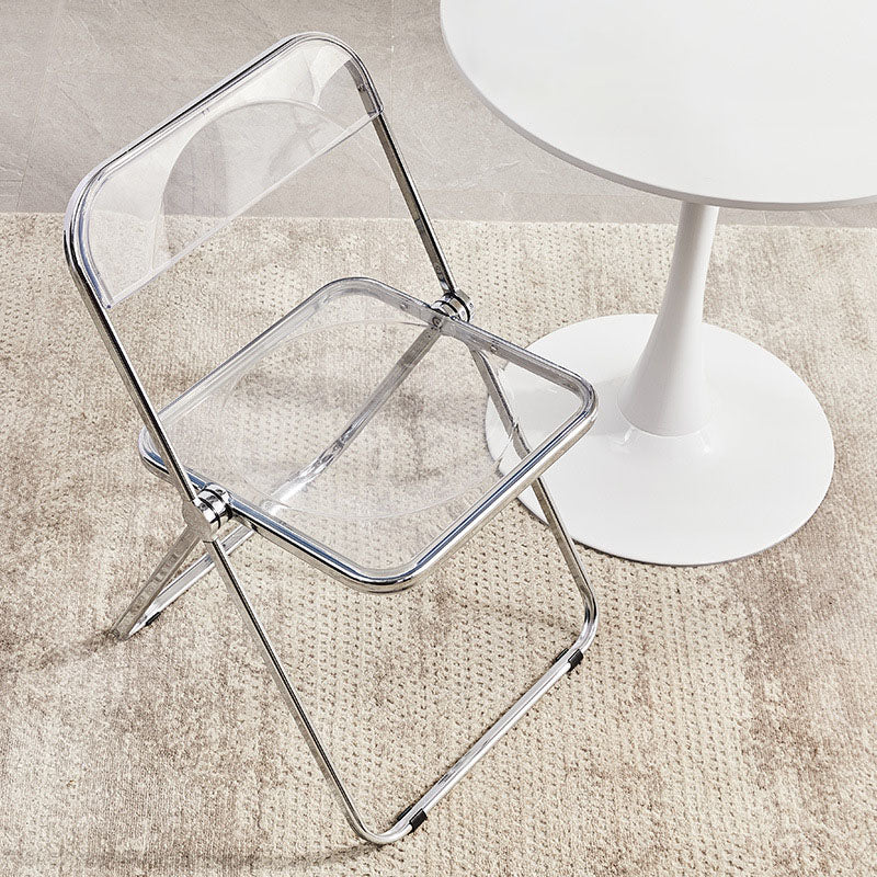 Industrial Style Side Armless Chairs Folding Plastic Open Back Dining Side Chair Clear 1 Piece Clearhalo ' kitchen&dining_furn' 'Dining Chairs' 'Dining Tables & Seating' 'dining_chair' 'furn' 'furn_dining_chair' 'Furniture' 'furniture_dining_chair' 'Kitchen & Dining Furniture' 'kitchen' 4155278