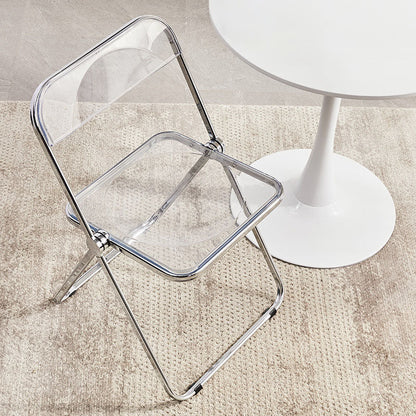 Industrial Style Side Armless Chairs Folding Plastic Open Back Dining Side Chair Clear 1 Piece Clearhalo ' kitchen&dining_furn' 'Dining Chairs' 'Dining Tables & Seating' 'dining_chair' 'furn' 'furn_dining_chair' 'Furniture' 'furniture_dining_chair' 'Kitchen & Dining Furniture' 'kitchen' 4155278