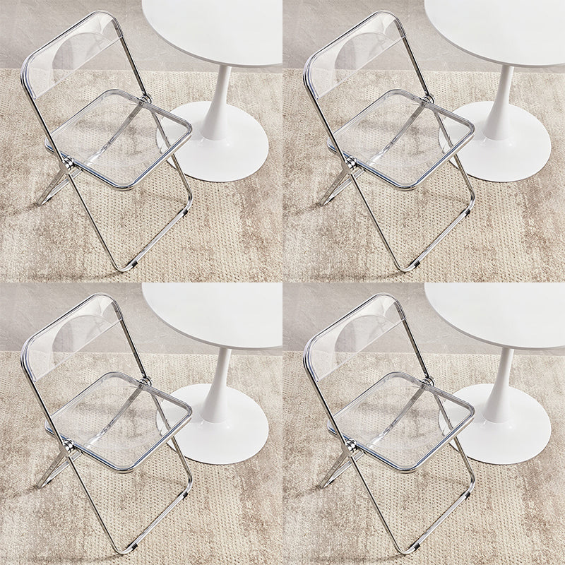 Industrial Style Side Armless Chairs Folding Plastic Open Back Dining Side Chair Clear 4 Piece Set Clearhalo ' kitchen&dining_furn' 'Dining Chairs' 'Dining Tables & Seating' 'dining_chair' 'furn' 'furn_dining_chair' 'Furniture' 'furniture_dining_chair' 'Kitchen & Dining Furniture' 'kitchen' 4155280