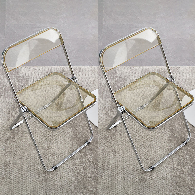 Industrial Style Side Armless Chairs Folding Plastic Open Back Dining Side Chair Yellow 2 Piece Set Clearhalo ' kitchen&dining_furn' 'Dining Chairs' 'Dining Tables & Seating' 'dining_chair' 'furn' 'furn_dining_chair' 'Furniture' 'furniture_dining_chair' 'Kitchen & Dining Furniture' 'kitchen' 4155282