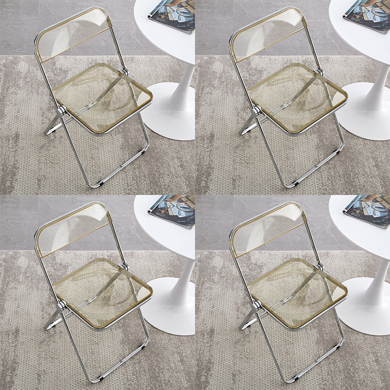 Industrial Style Side Armless Chairs Folding Plastic Open Back Dining Side Chair Yellow 4 Piece Set Clearhalo ' kitchen&dining_furn' 'Dining Chairs' 'Dining Tables & Seating' 'dining_chair' 'furn' 'furn_dining_chair' 'Furniture' 'furniture_dining_chair' 'Kitchen & Dining Furniture' 'kitchen' 4155283