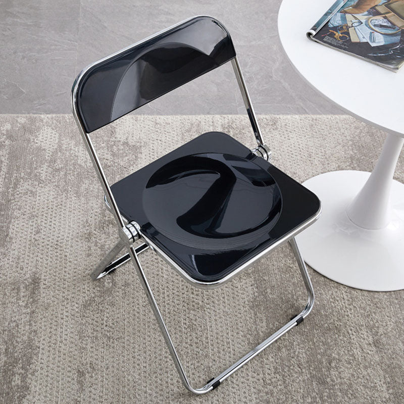 Industrial Style Side Armless Chairs Folding Plastic Open Back Dining Side Chair Black 1 Piece Clearhalo ' kitchen&dining_furn' 'Dining Chairs' 'Dining Tables & Seating' 'dining_chair' 'furn' 'furn_dining_chair' 'Furniture' 'furniture_dining_chair' 'Kitchen & Dining Furniture' 'kitchen' 4155284