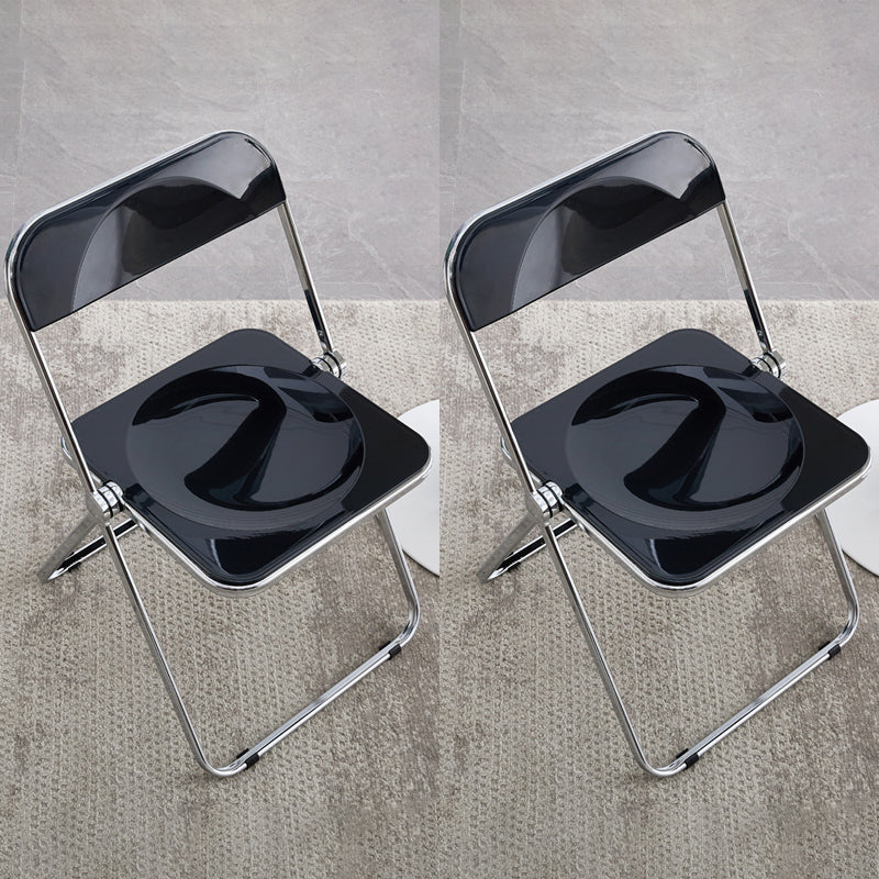 Industrial Style Side Armless Chairs Folding Plastic Open Back Dining Side Chair Black 2 Piece Set Clearhalo ' kitchen&dining_furn' 'Dining Chairs' 'Dining Tables & Seating' 'dining_chair' 'furn' 'furn_dining_chair' 'Furniture' 'furniture_dining_chair' 'Kitchen & Dining Furniture' 'kitchen' 4155285