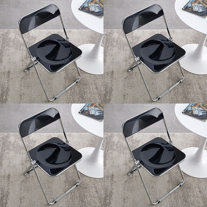 Industrial Style Side Armless Chairs Folding Plastic Open Back Dining Side Chair Black 4 Piece Set Clearhalo ' kitchen&dining_furn' 'Dining Chairs' 'Dining Tables & Seating' 'dining_chair' 'furn' 'furn_dining_chair' 'Furniture' 'furniture_dining_chair' 'Kitchen & Dining Furniture' 'kitchen' 4155286