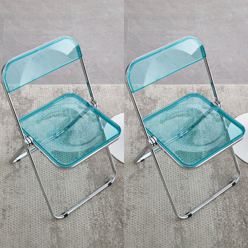 Industrial Style Side Armless Chairs Folding Plastic Open Back Dining Side Chair Green 2 Piece Set Clearhalo ' kitchen&dining_furn' 'Dining Chairs' 'Dining Tables & Seating' 'dining_chair' 'furn' 'furn_dining_chair' 'Furniture' 'furniture_dining_chair' 'Kitchen & Dining Furniture' 'kitchen' 4155288