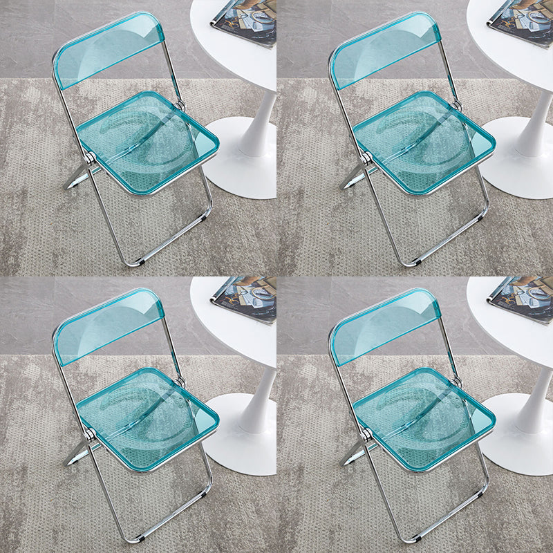 Industrial Style Side Armless Chairs Folding Plastic Open Back Dining Side Chair Green 4 Piece Set Clearhalo ' kitchen&dining_furn' 'Dining Chairs' 'Dining Tables & Seating' 'dining_chair' 'furn' 'furn_dining_chair' 'Furniture' 'furniture_dining_chair' 'Kitchen & Dining Furniture' 'kitchen' 4155289