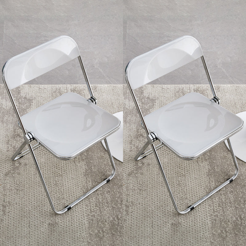 Industrial Style Side Armless Chairs Folding Plastic Open Back Dining Side Chair White 2 Piece Set Clearhalo ' kitchen&dining_furn' 'Dining Chairs' 'Dining Tables & Seating' 'dining_chair' 'furn' 'furn_dining_chair' 'Furniture' 'furniture_dining_chair' 'Kitchen & Dining Furniture' 'kitchen' 4155291