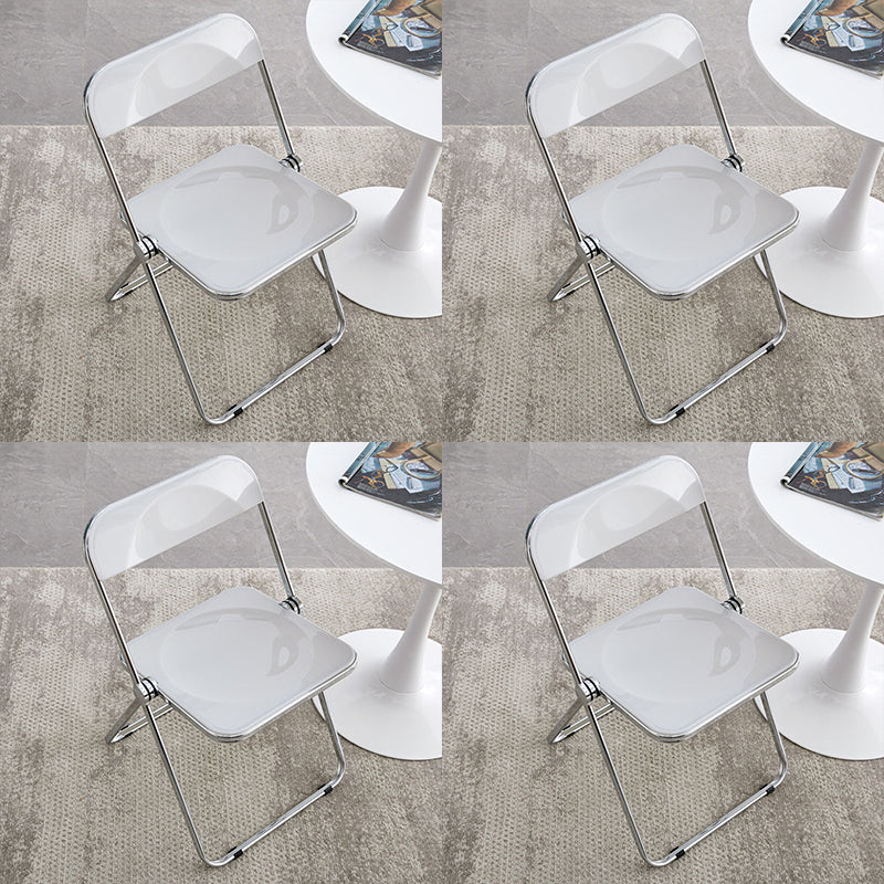 Industrial Style Side Armless Chairs Folding Plastic Open Back Dining Side Chair White 4 Piece Set Clearhalo ' kitchen&dining_furn' 'Dining Chairs' 'Dining Tables & Seating' 'dining_chair' 'furn' 'furn_dining_chair' 'Furniture' 'furniture_dining_chair' 'Kitchen & Dining Furniture' 'kitchen' 4155292