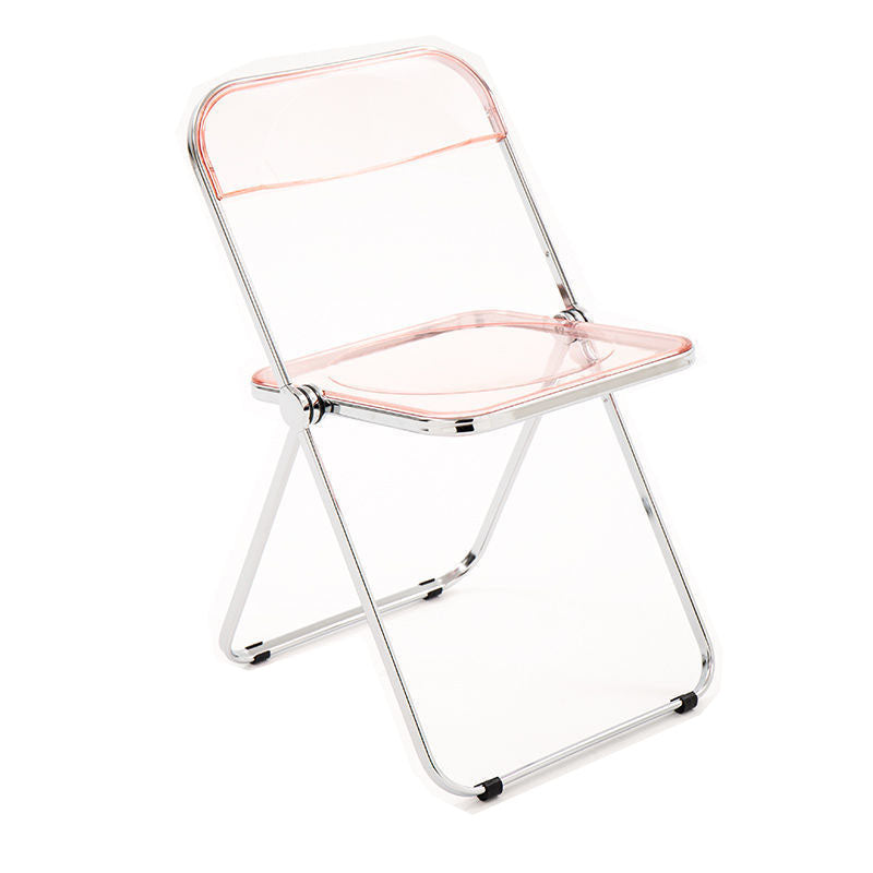 Industrial Style Plastic Dining Armless Chair Open Back Folding Side Chairs Pink 1 Piece Clearhalo ' kitchen&dining_furn' 'Dining Chairs' 'Dining Tables & Seating' 'dining_chair' 'furn' 'furn_dining_chair' 'Furniture' 'furniture_dining_chair' 'Kitchen & Dining Furniture' 'kitchen' 4155295