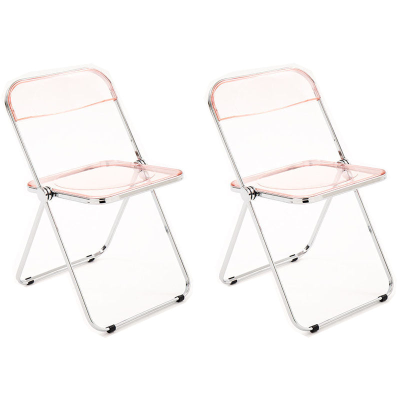 Industrial Style Plastic Dining Armless Chair Open Back Folding Side Chairs Pink 2 Piece Set Clearhalo ' kitchen&dining_furn' 'Dining Chairs' 'Dining Tables & Seating' 'dining_chair' 'furn' 'furn_dining_chair' 'Furniture' 'furniture_dining_chair' 'Kitchen & Dining Furniture' 'kitchen' 4155297