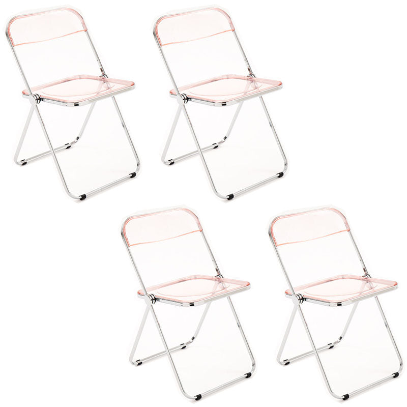 Industrial Style Plastic Dining Armless Chair Open Back Folding Side Chairs Pink 4 Piece Set Clearhalo ' kitchen&dining_furn' 'Dining Chairs' 'Dining Tables & Seating' 'dining_chair' 'furn' 'furn_dining_chair' 'Furniture' 'furniture_dining_chair' 'Kitchen & Dining Furniture' 'kitchen' 4155298
