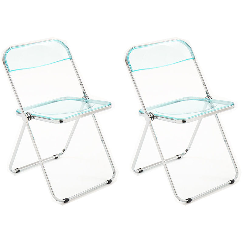 Industrial Style Plastic Dining Armless Chair Open Back Folding Side Chairs Aqua 2 Piece Set Clearhalo ' kitchen&dining_furn' 'Dining Chairs' 'Dining Tables & Seating' 'dining_chair' 'furn' 'furn_dining_chair' 'Furniture' 'furniture_dining_chair' 'Kitchen & Dining Furniture' 'kitchen' 4155302