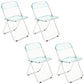 Industrial Style Plastic Dining Armless Chair Open Back Folding Side Chairs Aqua 4 Piece Set Clearhalo ' kitchen&dining_furn' 'Dining Chairs' 'Dining Tables & Seating' 'dining_chair' 'furn' 'furn_dining_chair' 'Furniture' 'furniture_dining_chair' 'Kitchen & Dining Furniture' 'kitchen' 4155305