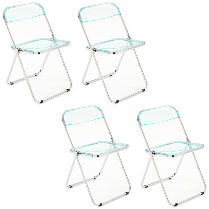 Industrial Style Plastic Dining Armless Chair Open Back Folding Side Chairs Aqua 4 Piece Set Clearhalo ' kitchen&dining_furn' 'Dining Chairs' 'Dining Tables & Seating' 'dining_chair' 'furn' 'furn_dining_chair' 'Furniture' 'furniture_dining_chair' 'Kitchen & Dining Furniture' 'kitchen' 4155305